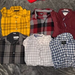 Mens Lot Of 6 Button Up Shirts Size Large Under Armour, Calvin Klein, Heritage